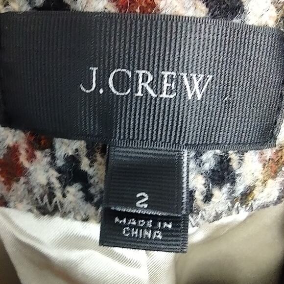 J.Crew Blazer Regent Wool Houndstooth Tan Jewel Jacket Size 2 - Picture 5 of 16